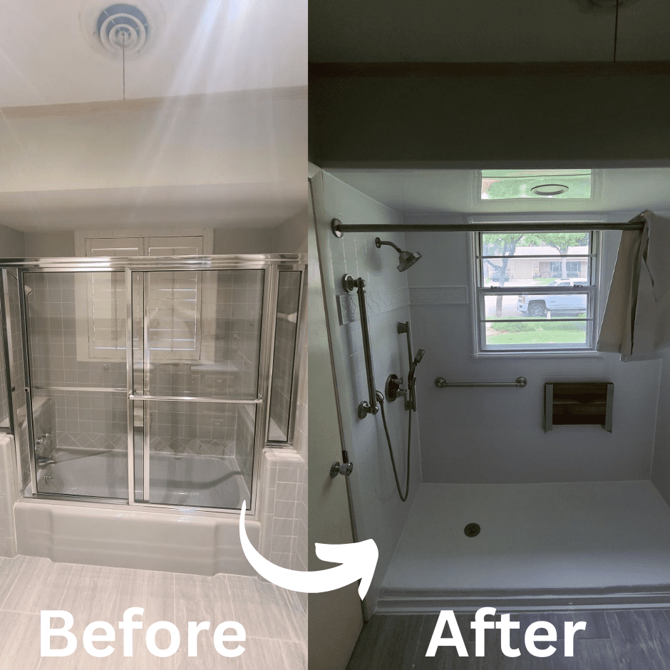Bathroom remodel, before and after.