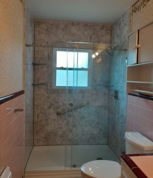 Updated bathroom with walk-in shower.